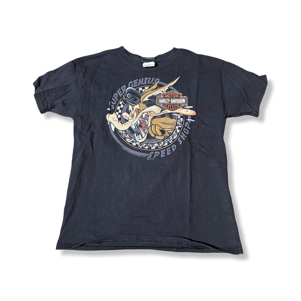 Y2K Womens Harley Davidson Looney Tunes Tee Size Medium Vintage
